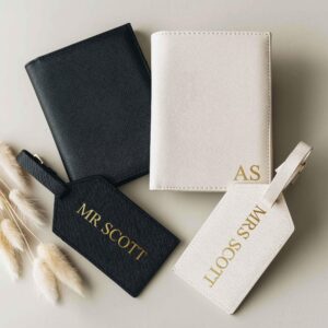 Custom Bridal Party Gifts, Mr & Mrs Passport Holder, Luggage Tag for Couple, Honeymoon Gifts, Personalized Passport Cover, Mother’s Day Gift