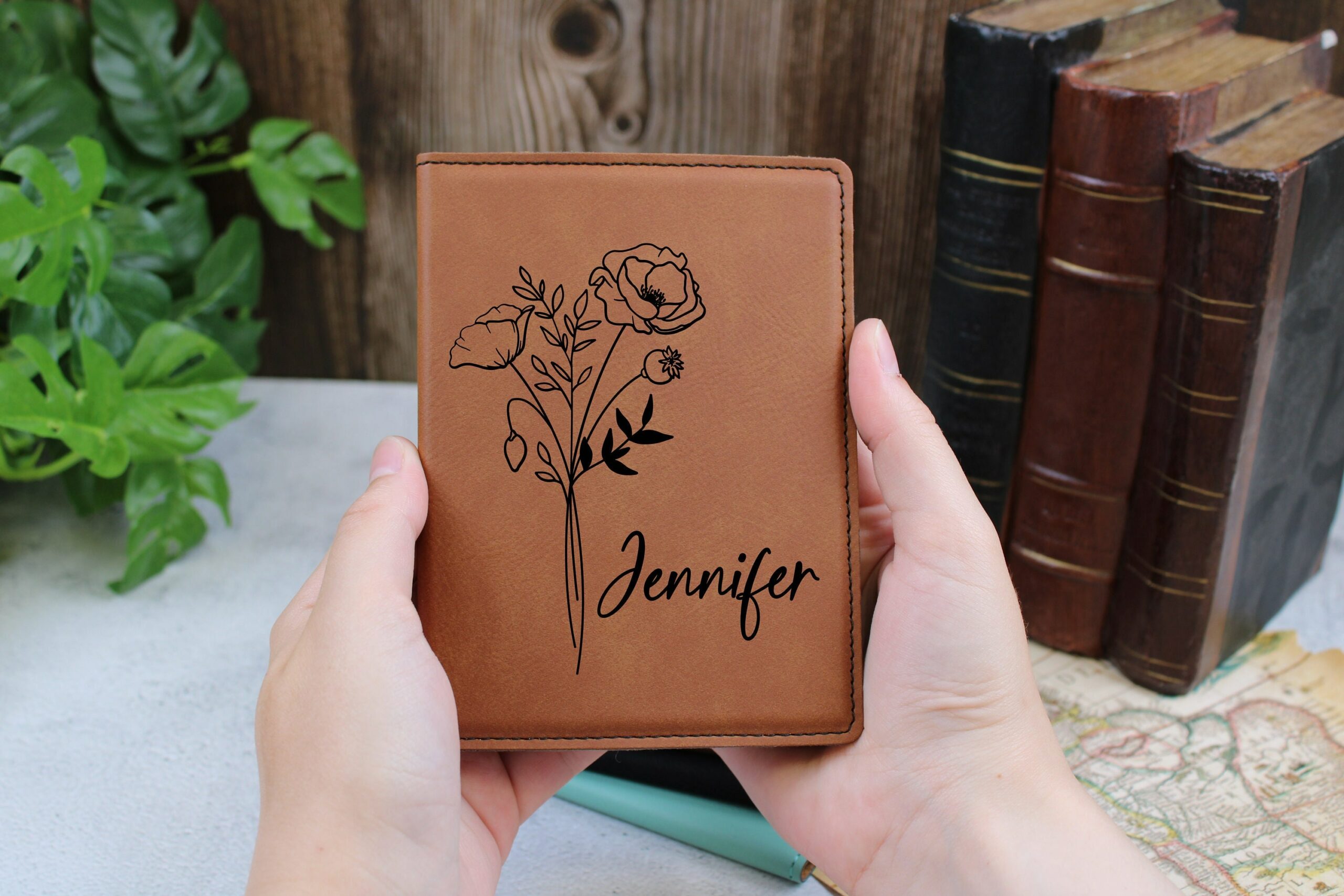 Customized Birth Flower Leather Passport Holder, Personalized Passport Case, Gift for Wife, Travel Matching Gift, Passport Cover for Women, Mother’s Day Gift Customized Birth Flower Leather Passport Holder, Personalized Passport Case, Gift for Wife, Travel Matching Gift, Passport Cover for Women, Mother’s Day Gift