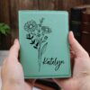 Customized Birth Flower Leather Passport Holder Personalized Passport Case Gift for Wife Travel Matching Gift Passport Cover for Women 2