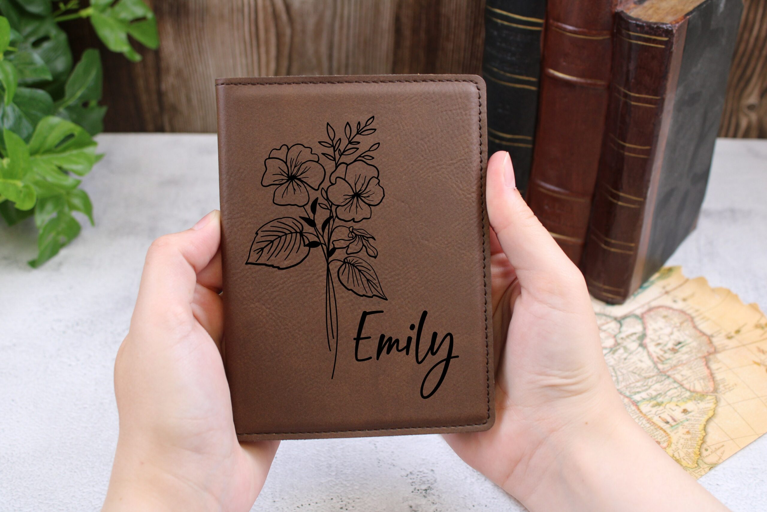 Customized Birth Flower Leather Passport Holder, Personalized Passport Case, Gift for Wife, Travel Matching Gift, Passport Cover for Women, Mother’s Day Gift Customized Birth Flower Leather Passport Holder, Personalized Passport Case, Gift for Wife, Travel Matching Gift, Passport Cover for Women, Mother’s Day Gift