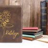 Customized Birth Flower Leather Passport Holder Personalized Passport Case Gift for Wife Travel Matching Gift Passport Cover for Women 7