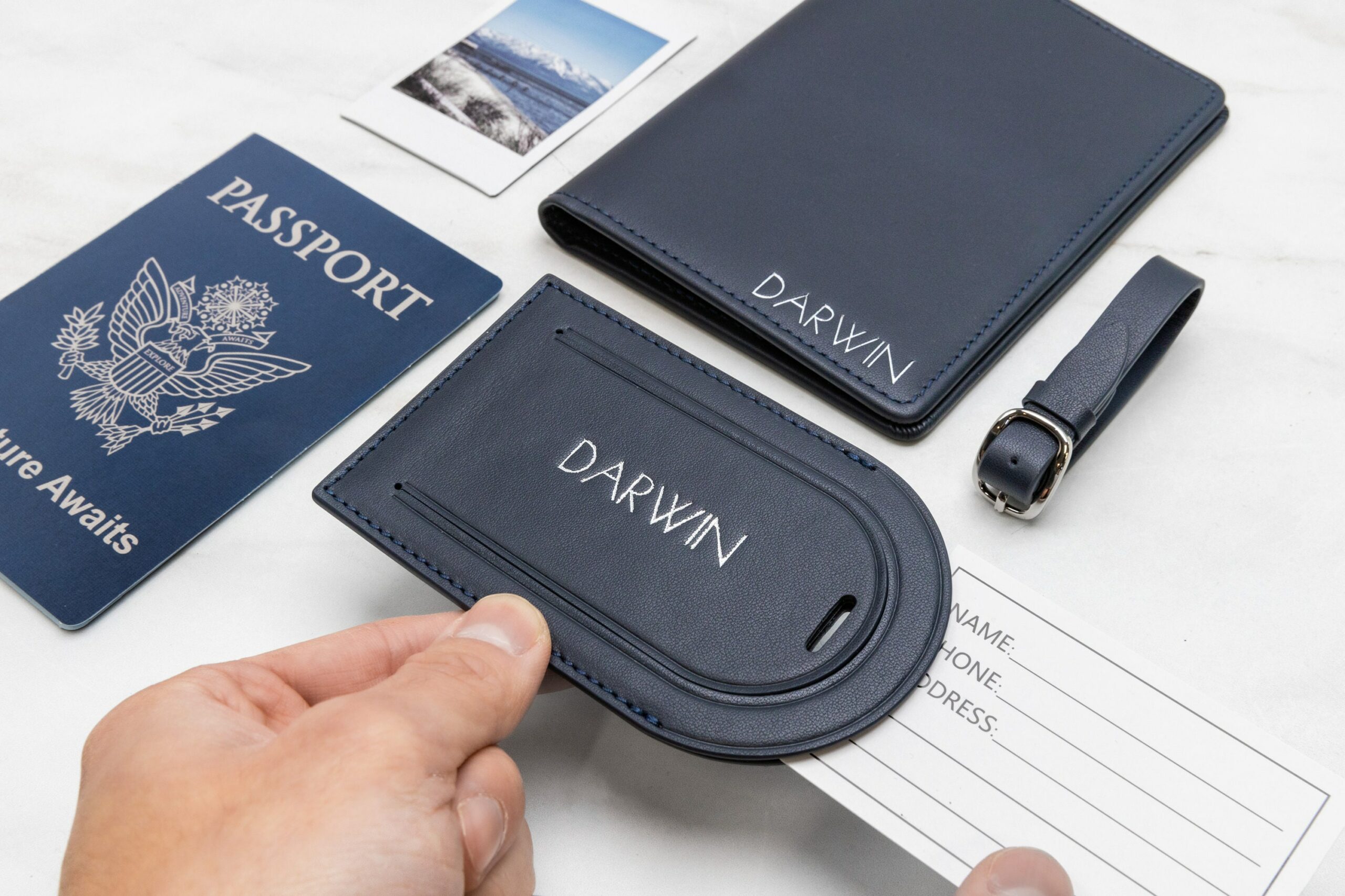 Embossed Leather Passport Holder, Embossed Luggage Tag Set, Travel Card Wallet, 3rd Wedding Anniversary Gift, Custom Gift for Family Embossed Leather Passport Holder, Embossed Luggage Tag Set, Travel Card Wallet, 3rd Wedding Anniversary Gift, Custom Gift for Family