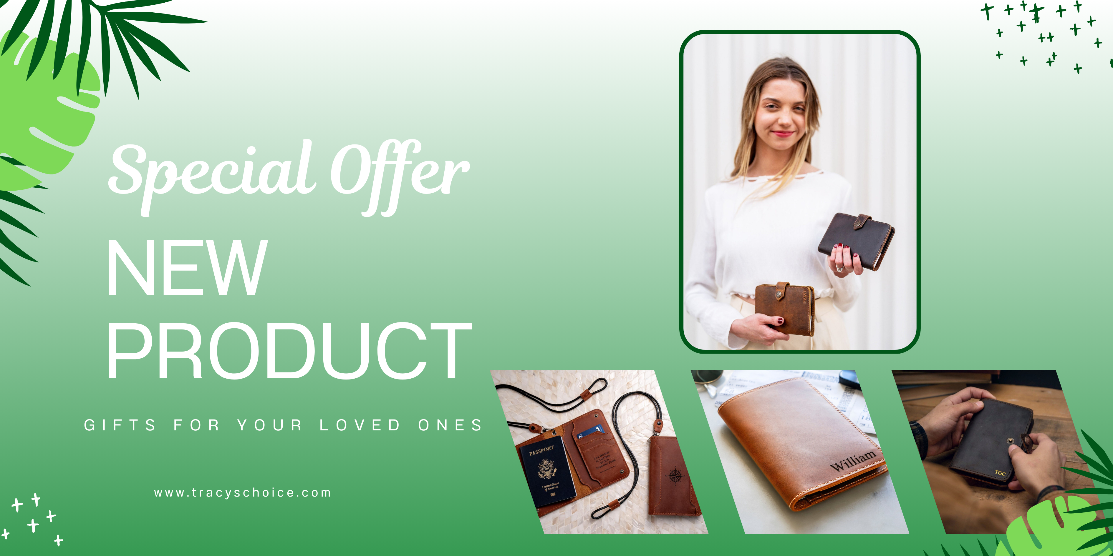 Green and White Nature Illustrative Simple New Product Sale Banner (1)