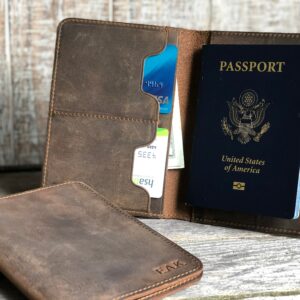 Personalized Leather Passport Wallet, Custom Travel Wallet, Passport Case for Men and Women, Leather Passport Holder, Honeymoon Gift Idea