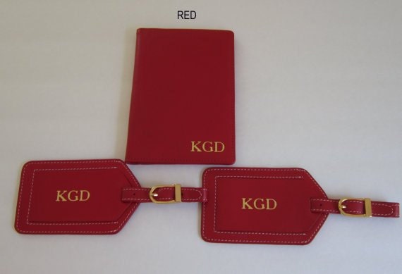 Passport Holder and Luggage Tag Set, Personalized Leather Travel Wallet, Custom Passport Cover, Wedding Gift, Mother’s Day Travel Gift