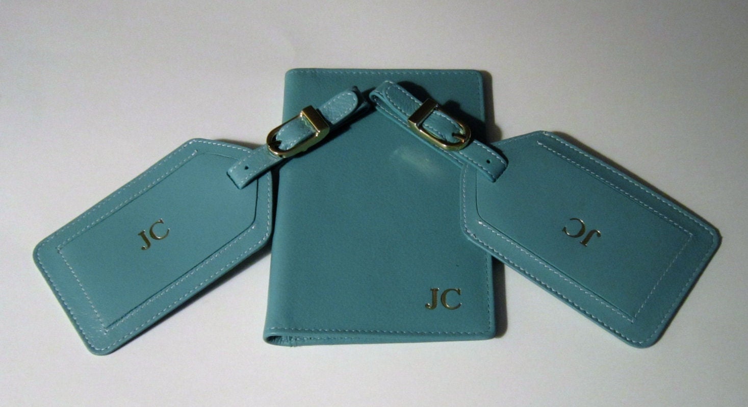 Passport Holder and Luggage Tag Set, Personalized Leather Travel Wallet, Custom Passport Cover, Wedding Gift, Mother’s Day Travel Gift