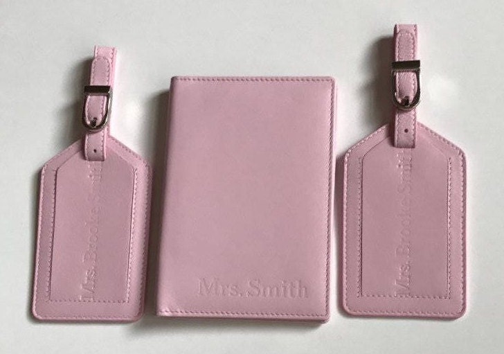 Passport Holder and Luggage Tag Set, Personalized Leather Travel Wallet, Custom Passport Cover, Wedding Gift, Mother’s Day Travel Gift