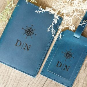 Personalized Passport Cover & Luggage Tag, Cowhide Genuine Leather Passport Holder, Leather Luggage Tags, custom Travelling gift, Bridesmaid 1262537465