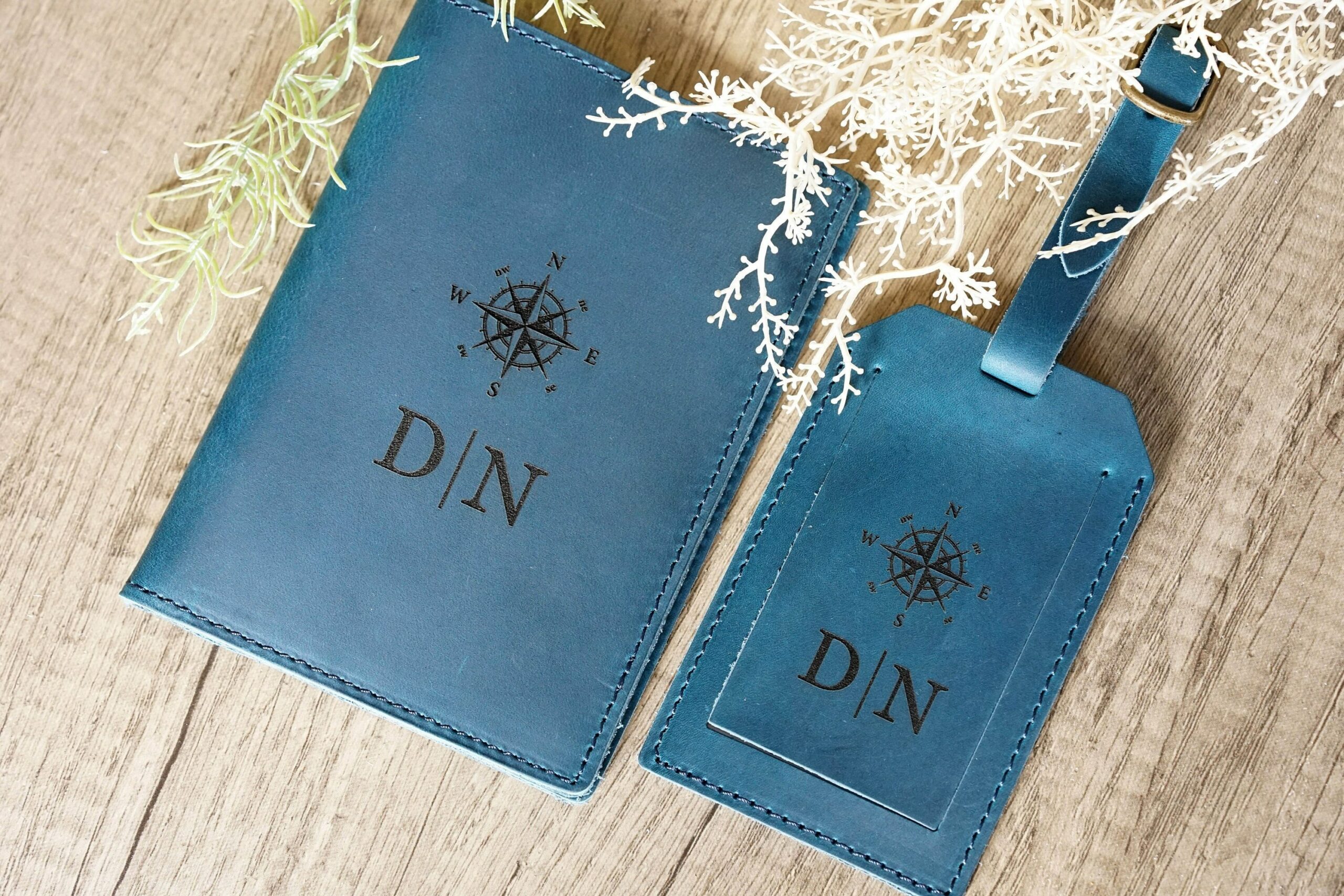 Personalized Passport Cover & Luggage Tag, Cowhide Genuine Leather Passport Holder, Leather Luggage Tags, custom Travelling gift, Bridesmaid 1262537465