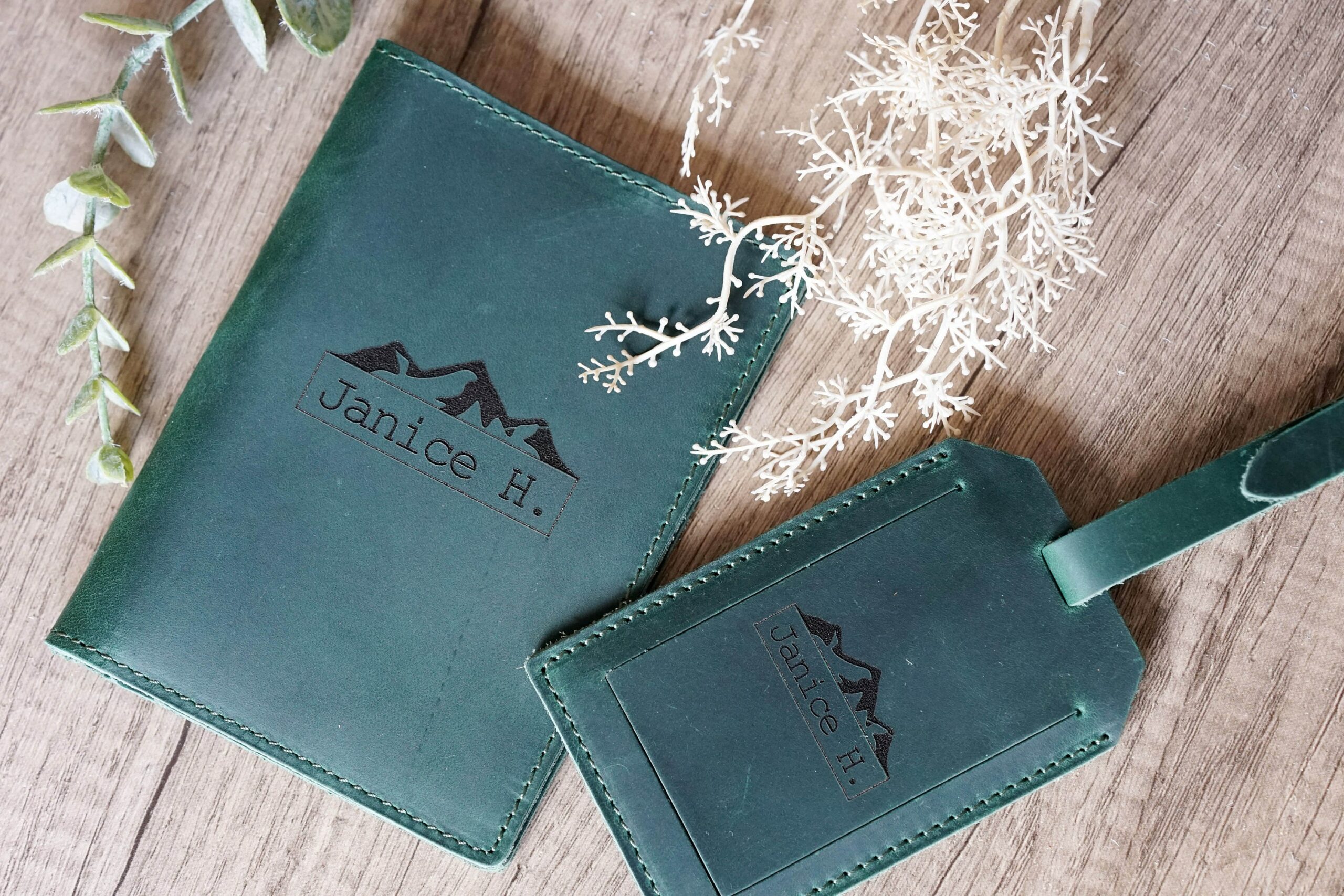 Personalized Passport Cover & Luggage Tag, Cowhide Genuine Leather Passport Holder, Leather Luggage Tags, custom Travelling gift, Bridesmaid 1262537465