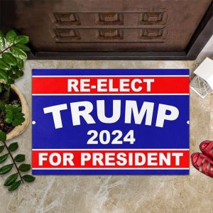 Re-Elect Trump 2024 For President Doormat Pro Trump Merchandise MAGA 2024 Front Door Mat Indoor